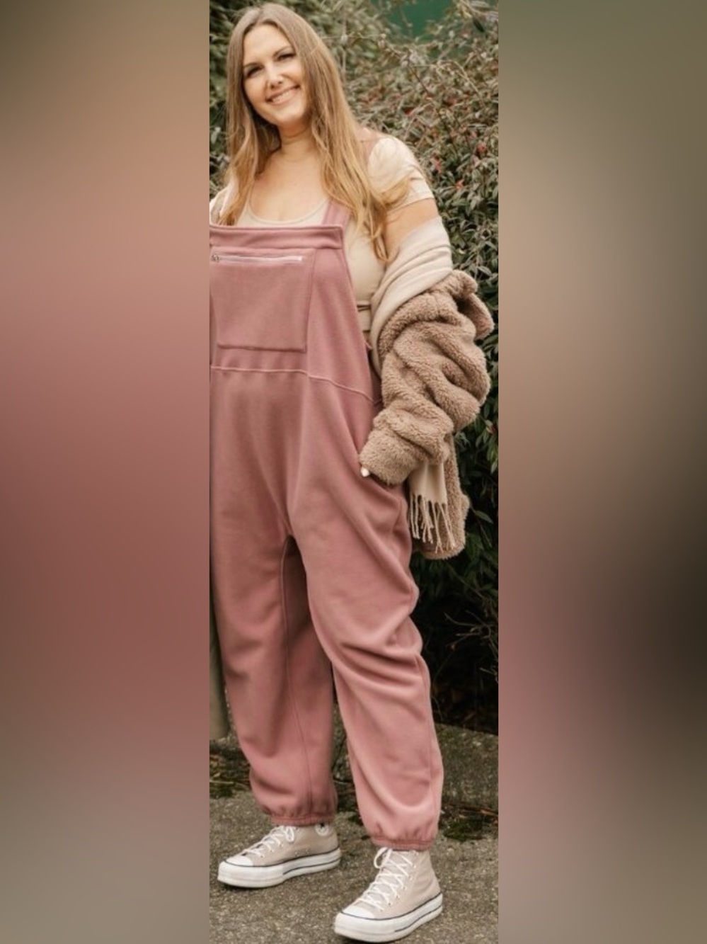 Smash + tess madi fleece overalls rose NWOT